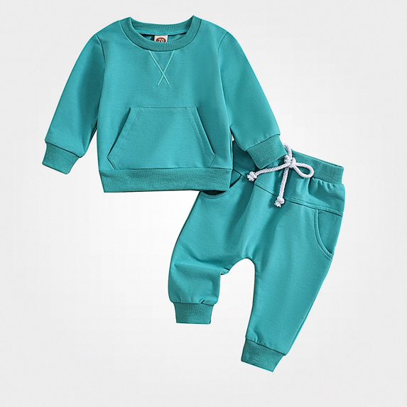 DJDLJWCJ Girls 2 Piece Outfit Set Long Sleeve Crewneck Sweatshirt and Elastic Waist Jogger Pants Set Blue Size 6-12M