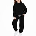 thumbnail image 1 of DJDLJWCJ Girls 2 Piece Outfit Set Solid Color Long Sleeve Pullover Hoodie and Elastic Waist Jogger Sweatpants Set Black Size 8, 1 of 9