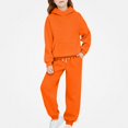 thumbnail image 1 of DJDLJWCJ Girls 2 Piece Outfit Set Solid Color Long Sleeve Pullover Hoodie and Elastic Waist Jogger Sweatpants Set Orange Size 6, 1 of 9