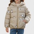 thumbnail image 1 of DJDLJWCJ Girls Bear Ears Jacket Cute Printed Puffer Coat Zip Up Winter Warm Jacket with Hood Brown Size 2T, 1 of 9