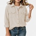 thumbnail image 1 of DJDLJWCJ Girls Corduroy Button Down Jacket Girls Vintage Turn Collar Long Sleeve Coat Beige Size 10, 1 of 9