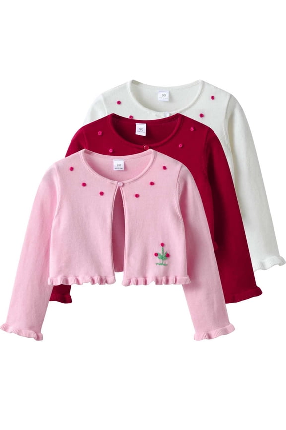 Girls Cropped Cardigan Sweater Knitted Cardigan Girl Long Sleeve Sweaters Lightweight Fall Cover-Up Tops White Size 3T