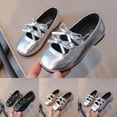 thumbnail image 1 of DJDLJWCJ Girls Flats Dress Shoes Kids Fashion Shoes Bow Soft Sole Comfort Princess Shoes for Girls Silver Size 1T, 1 of 10