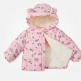 thumbnail image 1 of DJDLJWCJ Girls Floral Printed Puffer Jacket Fall Winter Thick Warm Hooded Zip Up Coat with Pockets Soft Quilted Padded Outerwear Pink Size 3T, 1 of 5