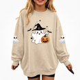 thumbnail image 1 of DJDLJWCJ Girls Halloween Fleece Sweatshirt Long Sleeve Crew Neck Oversized Graphic Pullover Kids Fall Casual Halloween Sweatshirts Khaki Size 3T, 1 of 7