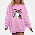 thumbnail image 1 of DJDLJWCJ Girls Halloween Fleece Sweatshirt Long Sleeve Crew Neck Oversized Graphic Pullover Kids Fall Casual Halloween Sweatshirts Pink Size 2T, 1 of 7