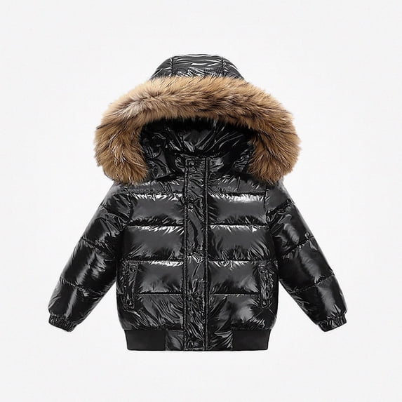 DJDLJWCJ Girls Long Winter Quilted Coat with Hood Thicken Warm Windproof Quilted Down Jacket Girls Puffer Jacket Black Size 3T