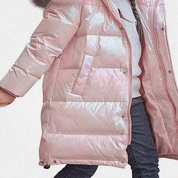 DJDLJWCJ Girls Long Winter Quilted Coat with Hood Thicken Warm Windproof Quilted Down Jacket Girls Puffer Jacket Pink Size 6