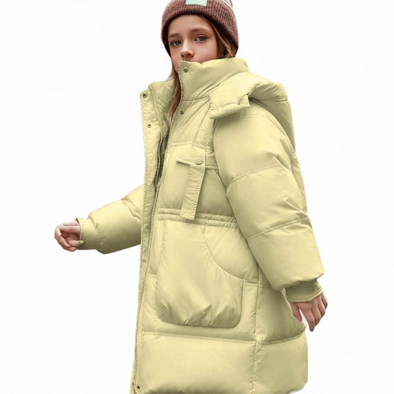 DJDLJWCJ Girls Parka Coat Winter Windproof Thicken Warm Quilted Down Jacket Girls Puffer Jacket Green Size 7