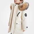 thumbnail image 1 of DJDLJWCJ Girls Parka Winter Coat With Hood Girls Winter Warm Quilted Down Jacket Insulated Long Length Outerwear Beige Size 13, 1 of 9