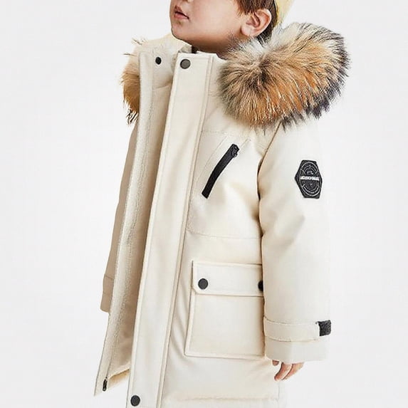 DJDLJWCJ Girls Parka Winter Coat With Hood Girls Winter Warm Quilted Down Jacket Insulated Long Length Outerwear Beige Size 13