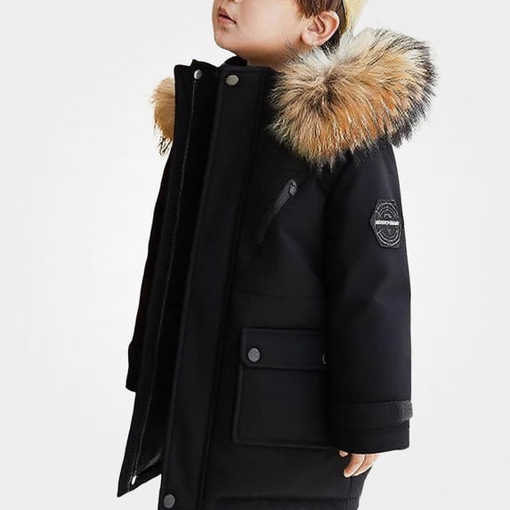 DJDLJWCJ Girls Parka Winter Coat With Hood Girls Winter Warm Quilted Down Jacket Insulated Long Length Outerwear Black Size 11