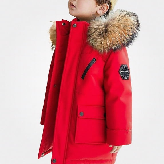 DJDLJWCJ Girls Parka Winter Coat With Hood Girls Winter Warm Quilted Down Jacket Insulated Long Length Outerwear Red Size 7