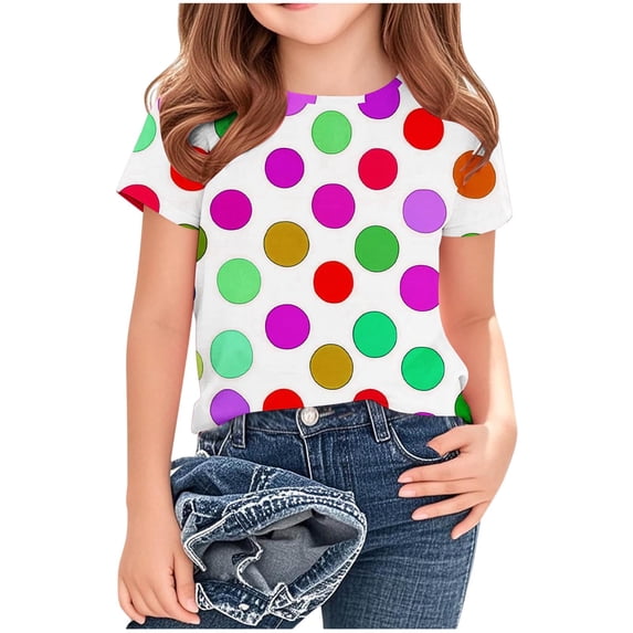 DJDLJWCJ Girls T Shirts for Girl Short Sleeve Casual Printed Loose Summer Tops Outdoor Hiking Fashion Tops, Purple 13-14 T