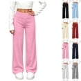 thumbnail image 1 of DJDLJWCJ Girls Wide Leg Pants Elastic Waist Stretch Soft Lounge Pants Solid Color Lightweight Pull-On Trousers Pink Size 7, 1 of 10
