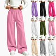 thumbnail image 1 of DJDLJWCJ Girls Wide Leg Sweatpants Elastic Waist Warm Casual Baggy Pants Side Pocket Outdoor Hiking Trousers Pink Size 5T, 1 of 6