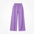 thumbnail image 1 of DJDLJWCJ Girls Wide Leg Sweatpants Elastic Waist Warm Casual Baggy Pants Side Pocket Outdoor Hiking Trousers Purple Size 9, 1 of 6