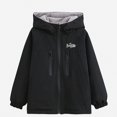 thumbnail image 1 of DJDLJWCJ Girls Windbreaker Jacket Cute Print Winter Warm Soft Polar Fleece Coat Waterproof Full Zipper Jacket Black Size 7, 1 of 8