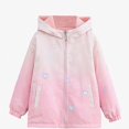 thumbnail image 1 of DJDLJWCJ Girls Windbreaker Jacket Cute Print Winter Warm Soft Polar Fleece Coat Waterproof Full Zipper Jacket Pink Size 7, 1 of 8