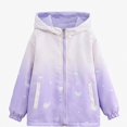 thumbnail image 1 of DJDLJWCJ Girls Windbreaker Jacket Cute Print Winter Warm Soft Polar Fleece Coat Waterproof Full Zipper Jacket Purple Size 11, 1 of 8