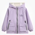 thumbnail image 1 of DJDLJWCJ Girls Windbreaker Jacket Cute Print Winter Warm Soft Polar Fleece Coat Waterproof Full Zipper Jacket Purple Size 7, 1 of 9