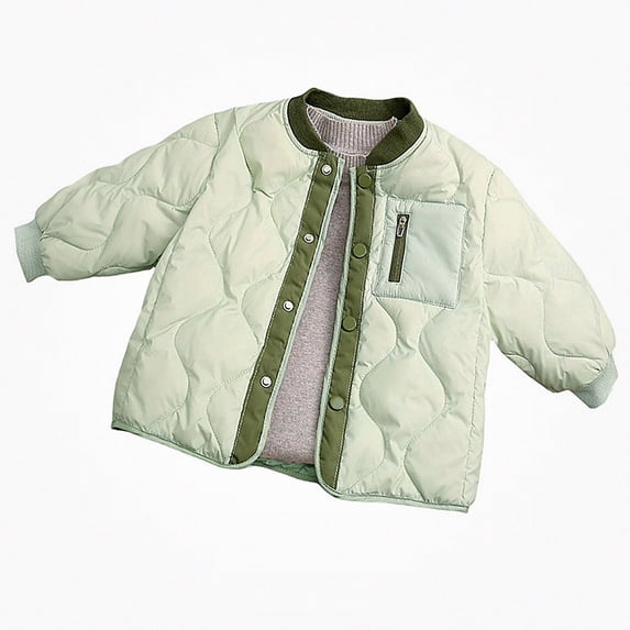 DJDLJWCJ Girls Winter Warm Jacket Long Sleeve Thicken Puffer Jacket Solid Color Casual Down Coat Green Size 2T