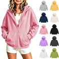 thumbnail image 1 of DJDLJWCJ Girls Zip Up Hoodie Sweatshirt Relaxed Fit Stretch Soft Sweatshirt Solid Color Casual Sweatshirts Gray Size 9, 1 of 6
