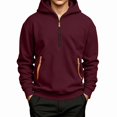 thumbnail image 1 of DJDLJWCJ Hoodies for Boys Fleece Lined Quarter Zipper Hooded Sweatshirt for Boys Winter Warm Pullover Hoodie Wine Size 7, 1 of 9
