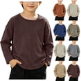 thumbnail image 1 of DJDLJWCJ Kids Boys Cotton Long Sleeve Tee Crewneck Loose Fit Basic Tees Tops Stretch Soft Comfortable Shirts Coffee Size 2T, 1 of 9