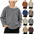 thumbnail image 1 of DJDLJWCJ Kids Boys Cotton Long Sleeve Tee Crewneck Loose Fit Basic Tees Tops Stretch Soft Comfortable Shirts Gray Size 18 Months, 1 of 9