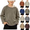 thumbnail image 1 of DJDLJWCJ Kids Boys Cotton Long Sleeve Tee Crewneck Loose Fit Basic Tees Tops Stretch Soft Comfortable Shirts Khaki Size 10, 1 of 9