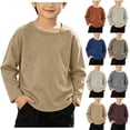 thumbnail image 1 of DJDLJWCJ Kids Boys Cotton Long Sleeve Tee Crewneck Loose Fit Basic Tees Tops Stretch Soft Comfortable Shirts Yellow Size 9 Months, 1 of 9