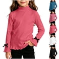 thumbnail image 1 of DJDLJWCJ Kids Girls Cotton Long Sleeve Tee High Neck Slim Fit Basic Tees Tops Stretch Soft Comfortable Pullover Shirts Blue Size 4T, 1 of 6