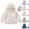 thumbnail image 1 of DJDLJWCJ Kids Sun Protection Hoodie (3-12 Years) UPF 50+ Lightweight Zip Up Jacket with Pockets Boys & Girls Summer Outdoor Windbreaker Beige Size 11, 1 of 9