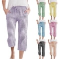 thumbnail image 1 of DJDLJWCJ Little Girls Linen Baggy Pants 7 inches Loose Fit Plaid Printed Jogger Pants Lightweight Breathable Casual Pants Blue Size 8, 1 of 9