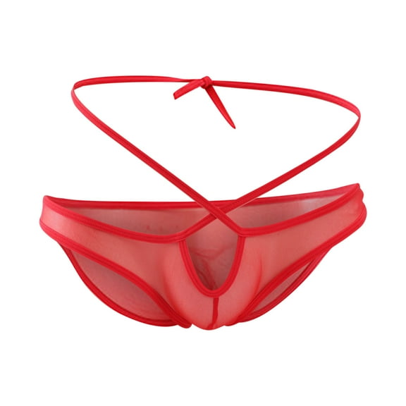 DJDLJWCJ Men's Fashion Briefs Underwear Gym Low Waist Soft underpants Red Free Size