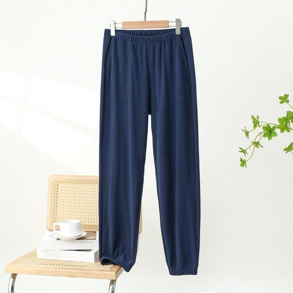 DJDLJWCJ Men's Pajama Bottom Mens Pajama Pants for Men Lounge Pants Soft Sleep Pants with Pocket, Sleepwear Pants Navy XL