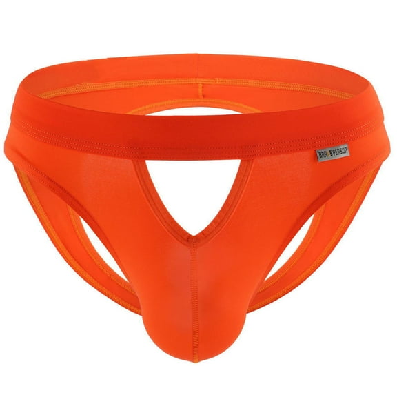 Men's Underwear Low Waist Elastic Breathable Underpants Orange L
