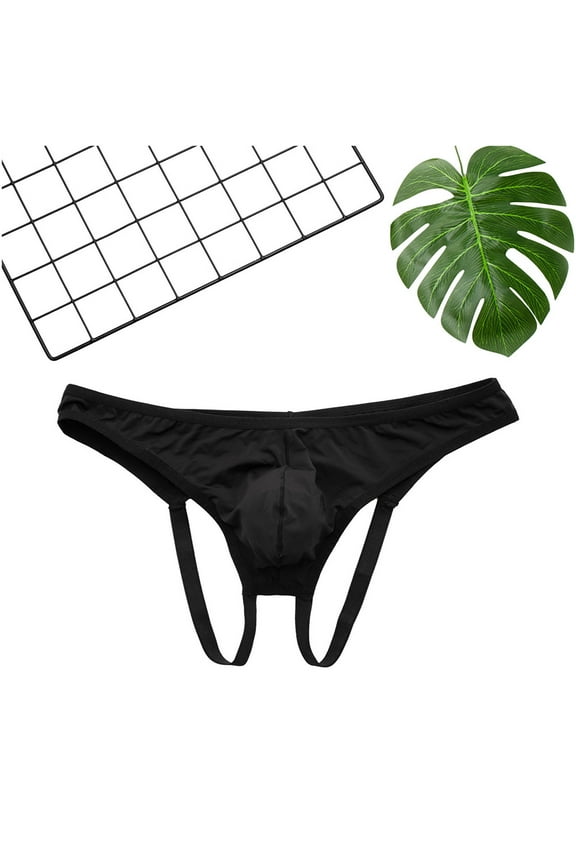 Men's Sexy Underwear Low Waist Hollow Out Breathable Underpants Black M