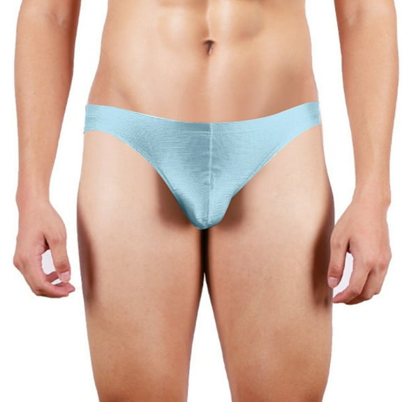 DJDLJWCJ Men's Thong Underwear Hollow Out Ice Silk, Underpants Blue XL