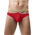 thumbnail image 1 of DJDLJWCJ Mens Bikini Briefs, Breathable Men's Erotic Briefs Soft Transparent Underpants Wine XL, 1 of 4