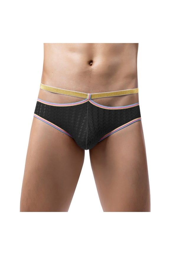 Mens Bikini Briefs, Breathable Soft Transparent Men's Erotic Briefs Underpants Black S