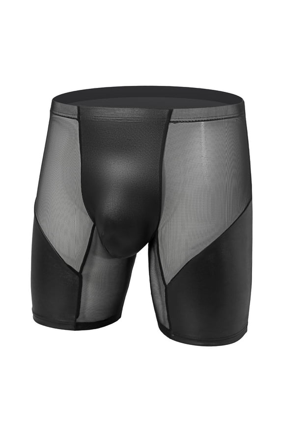 Mens Boxer Briefs Gym Mesh Transparent Underpant Black 2XL