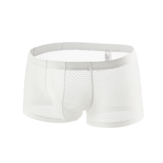 DJDLJWCJ Mens Boxer Briefs Underwear Breathable Mesh Soft, Underpant White M