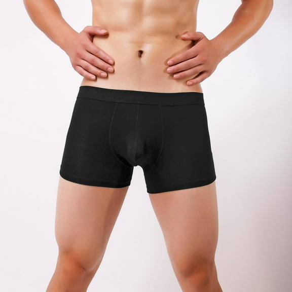 DJDLJWCJ Mens Boxer Briefs Underwear Ice silk Elastic Waist Breathable Stretch, Black