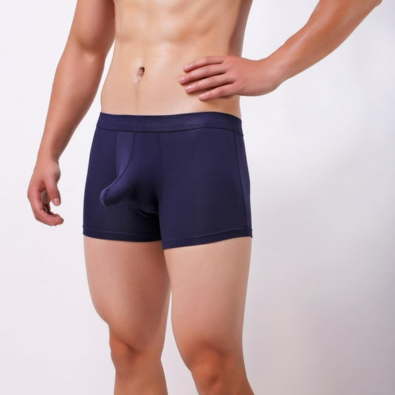 DJDLJWCJ Mens Boxer Briefs Underwear Ice silk Elastic Waist Breathable Stretch, Blue