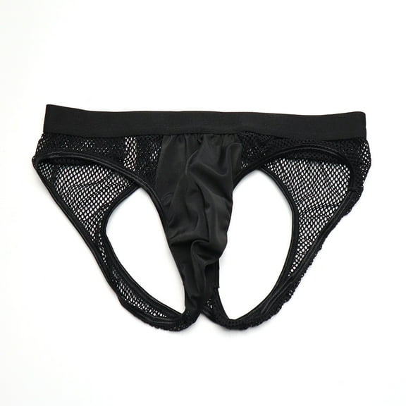 DJDLJWCJ Mens Briefs Underwear Breathable Low Waist Transparent underpants Black Free Size