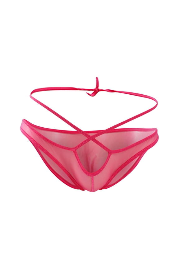 Mens Briefs Underwear Elastic Thin Breathable underpants Hot Pink Free Size