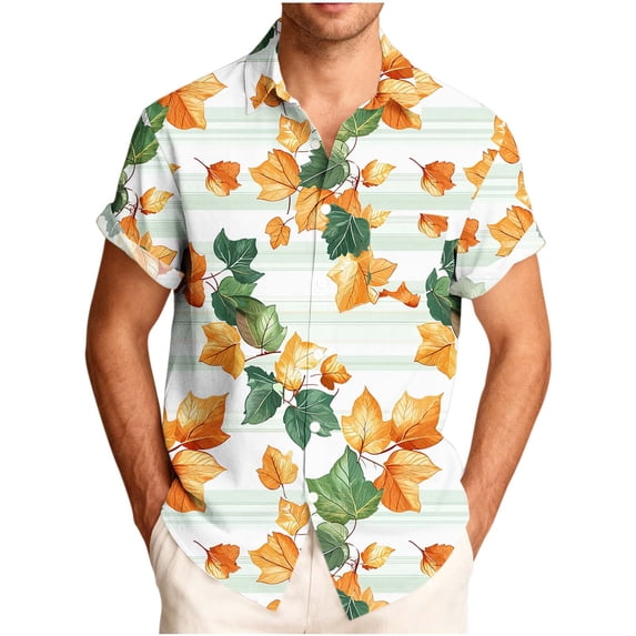 DJDLJWCJ Mens Button Up Shirts Casual, Short Sleeve Men Hawaiian Shirts Men polo Shirts Casual Graphic Tees Summer Beach Shirts Yellow 3XL