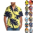 thumbnail image 1 of DJDLJWCJ Mens Button Up Shirts, polo T Shirts Floral Print Hawaiian Shirts for Men Summer Beach Shirts Yellow 3XL, 1 of 5